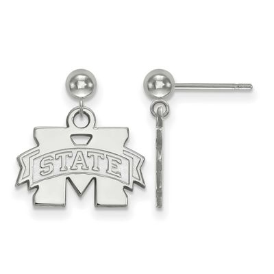 Mississippi State University Earrings Dangle Ball 14k White Gold 4W010MSS, UPC: 886774837901