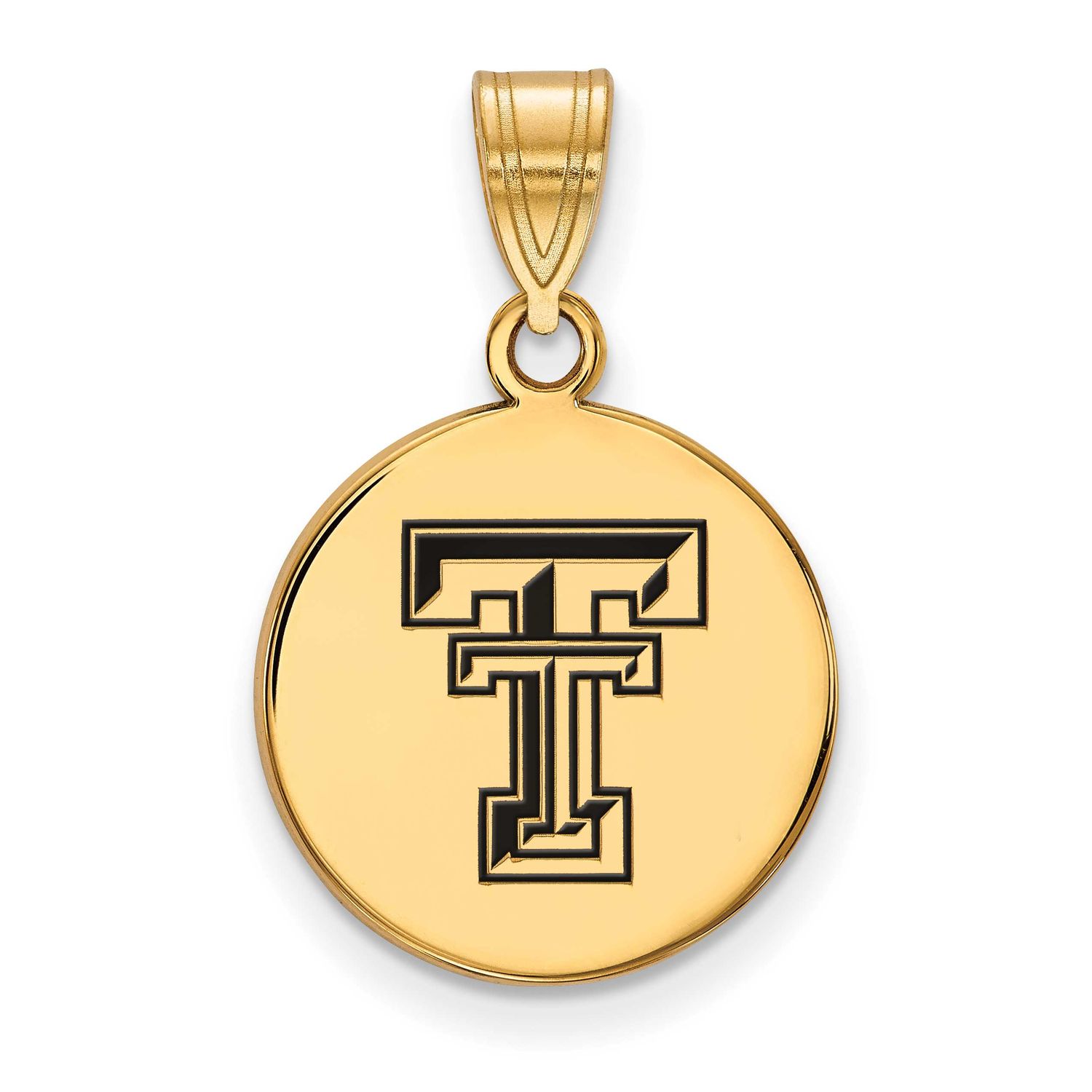 Texas Tech University T-T Medium Enameled Disc Pendant Gold-plated Sterling Silver GP040TXT, UPC: 8…