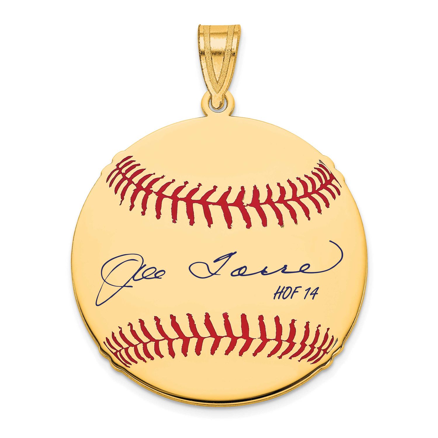 Joe Torre Hall of Fame Signature Medium Epoxy Baseball Pendant 14k Gold 4YHF10JT14, UPC: