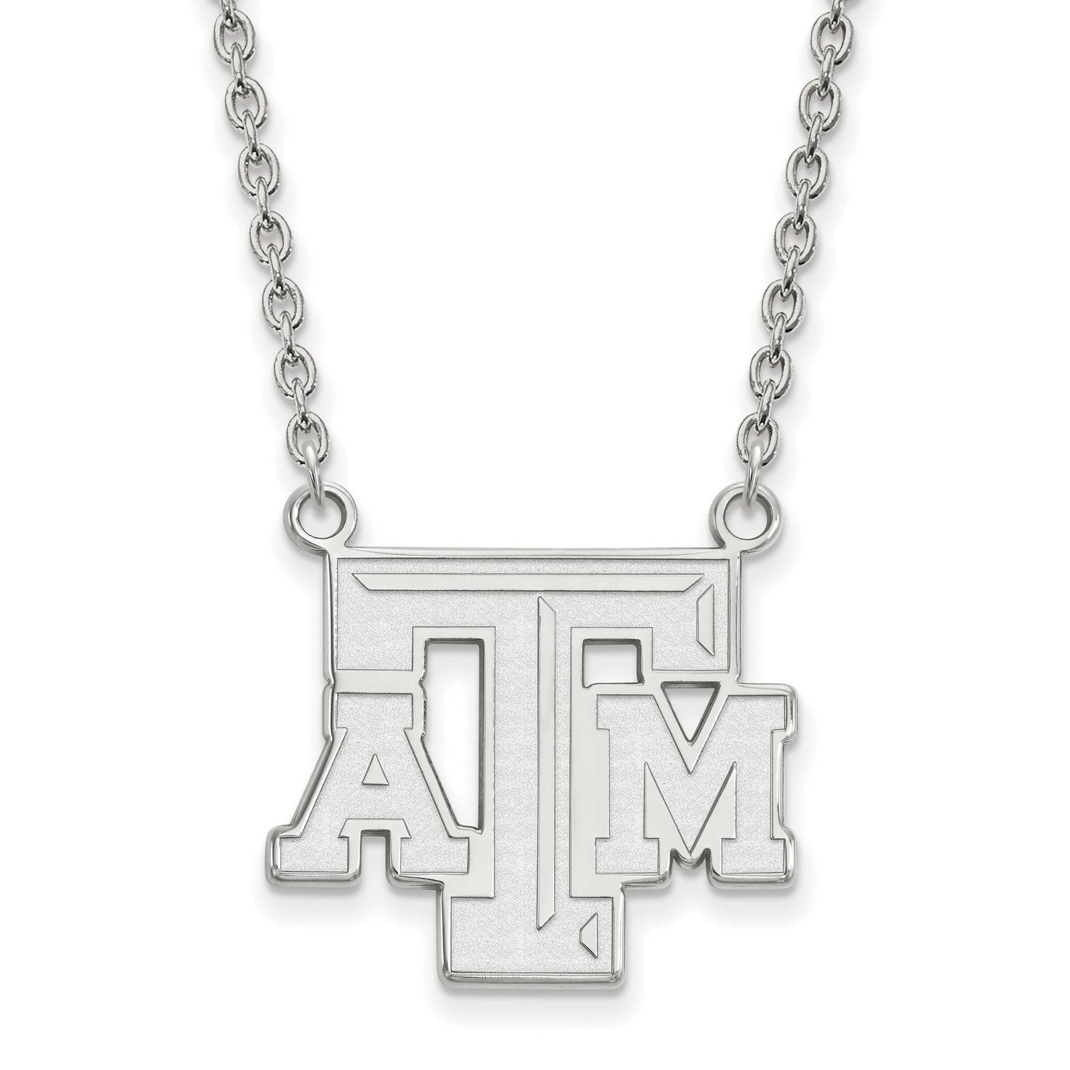 Texas A And M University T-A-M Large Pendant 18 Inch Necklace 14k White Gold 4W010TAM-18, UPC: 8867…