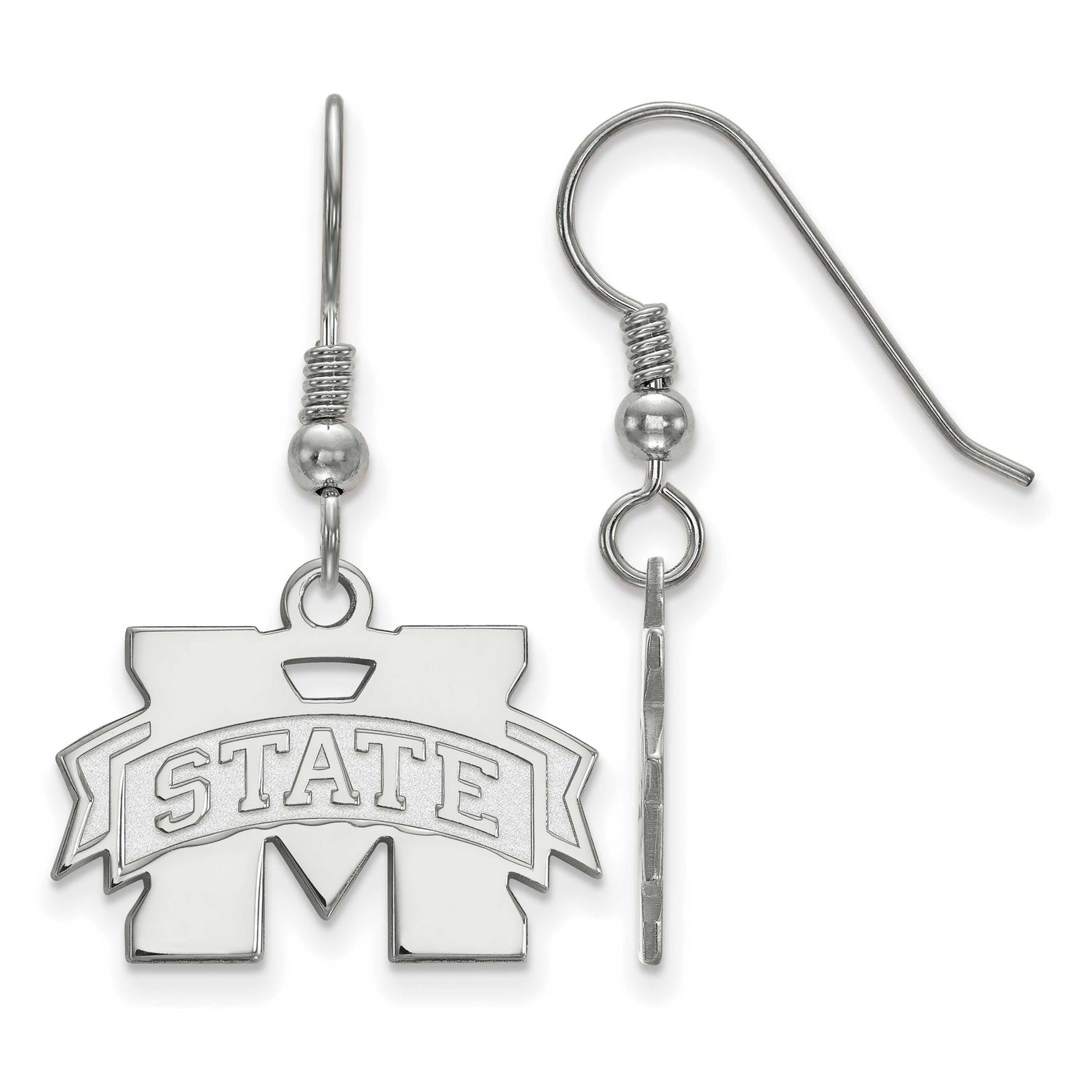 Mississippi State University Small Dangle Earrings Sterling Silver Rhodium-plated SS007MSS, UPC: 88…
