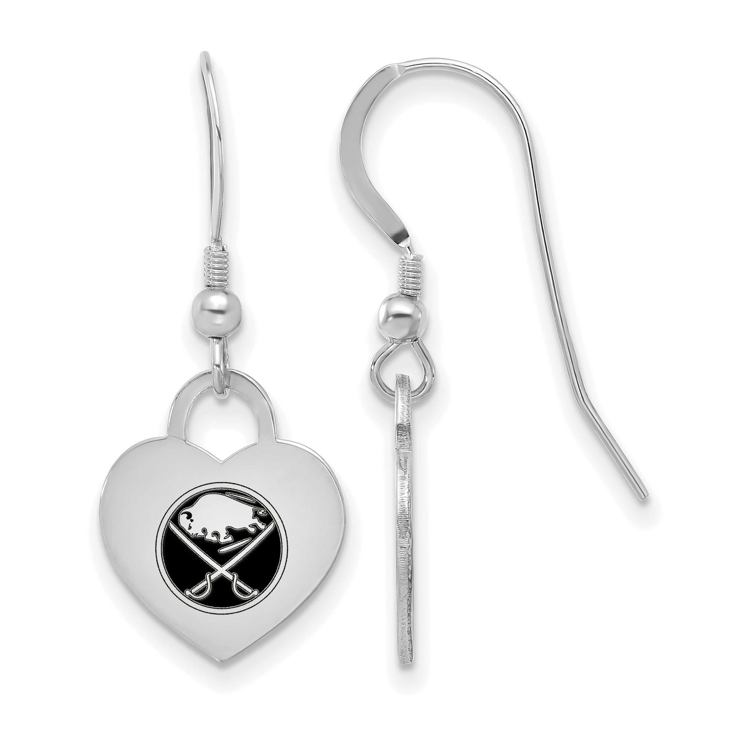 NHL Buffalo Sabres Enamel Heart Dangle Earrings Sterling Silver Rhodium-plated SS129SAB, UPC: 19690…