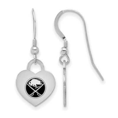 NHL Buffalo Sabres Enamel Heart Dangle Earrings Sterling Silver Rhodium-plated SS129SAB, UPC: 19690…