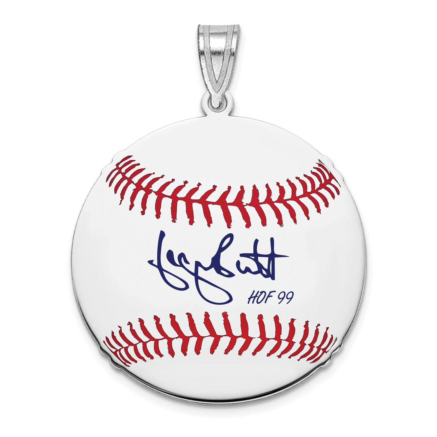 George Brett Hall of Fame Signature Medium Epoxy Baseball Pendant Sterling Silver SSHF10GB99, UPC: