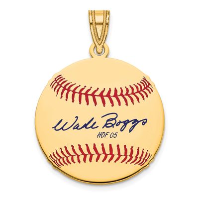 Wade Boggs Hall of Fame Signature Small Epoxy Baseball Pendant Gold-plated Sterling Silver GPHF11WB…