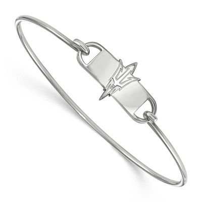 Arizona State University Pitchfork Small Center 7 Inch Wire Bangle Sterling Silver Rhodium-plated S…