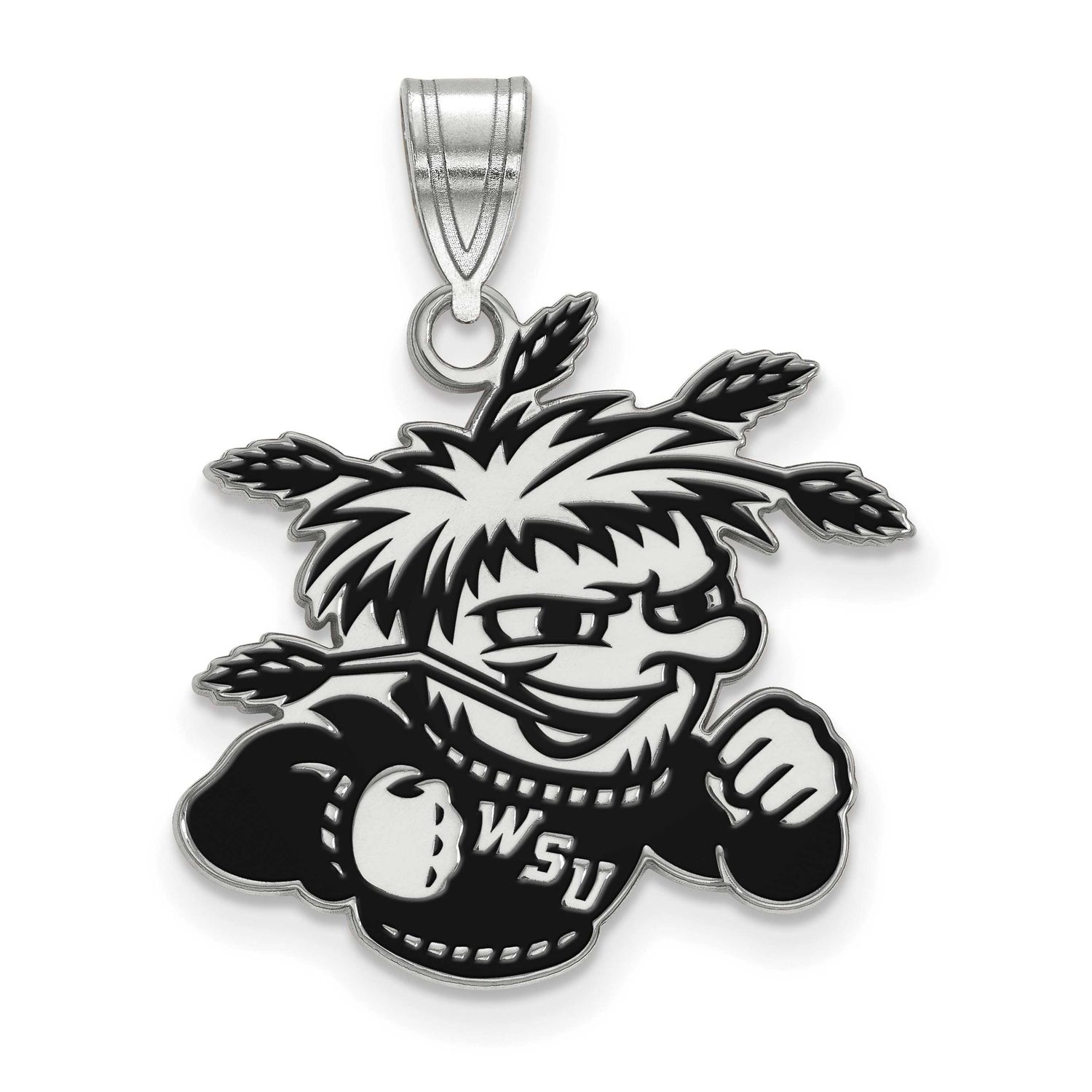 Wichita State University Wushock Large Enameled Pendant Sterling Silver Rhodium-plated SS024WST, UP…