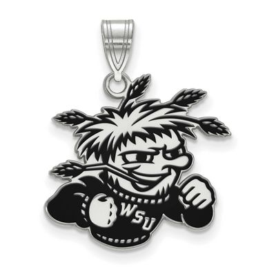 Wichita State University Wushock Large Enameled Pendant Sterling Silver Rhodium-plated SS024WST, UP…