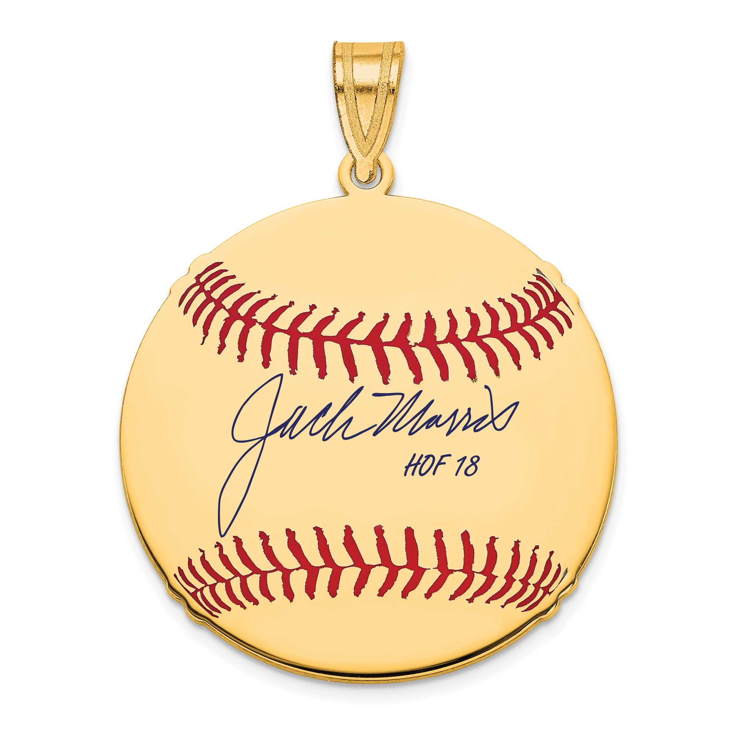 Jack Morris Hall of Fame Signature Medium Epoxy Baseball Pendant 10k Gold 1YHF10JM18, UPC: