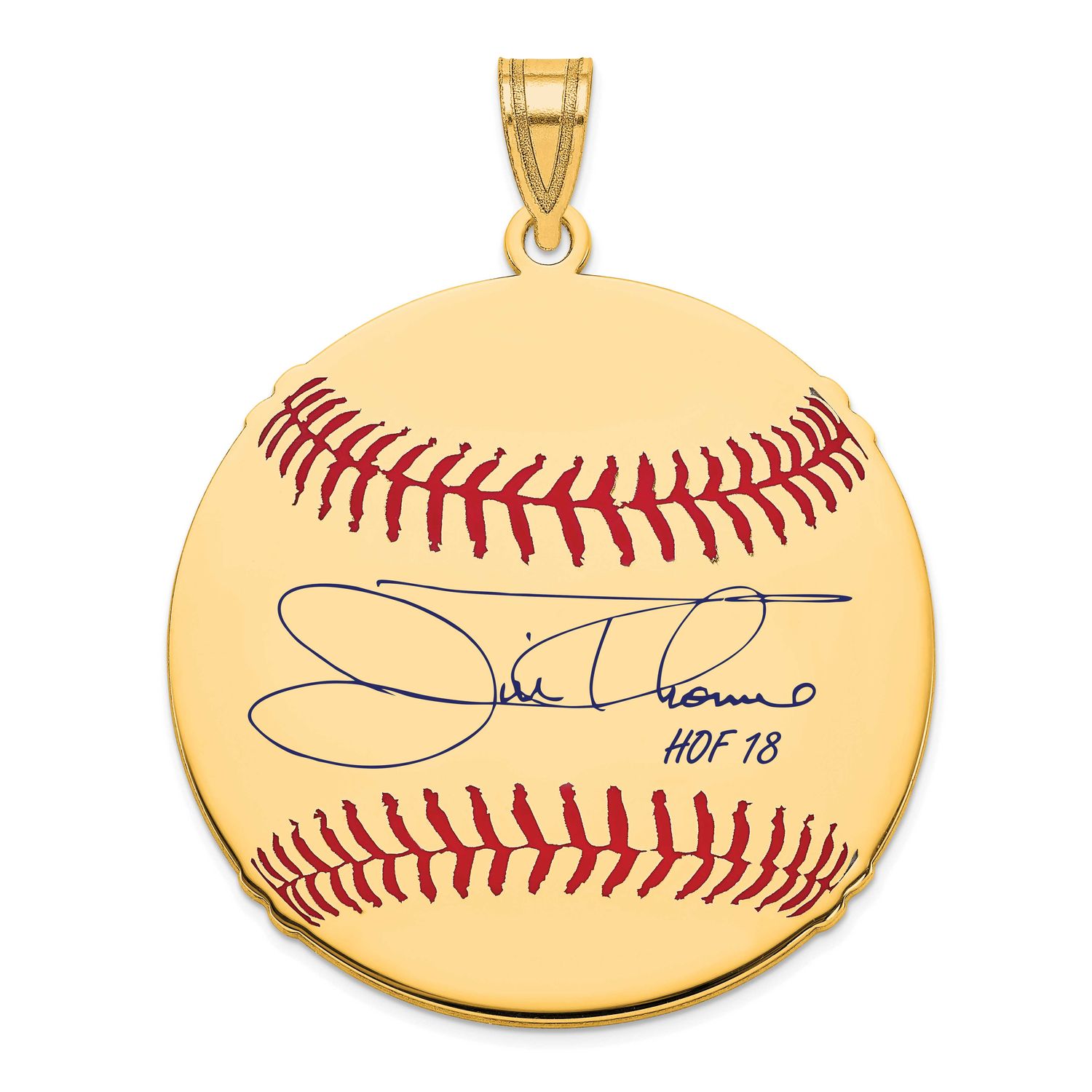 Jim Thome Hall of Fame Signature Large Epoxy Baseball Pendant Gold-plated Sterling Silver GPHF02JT1…