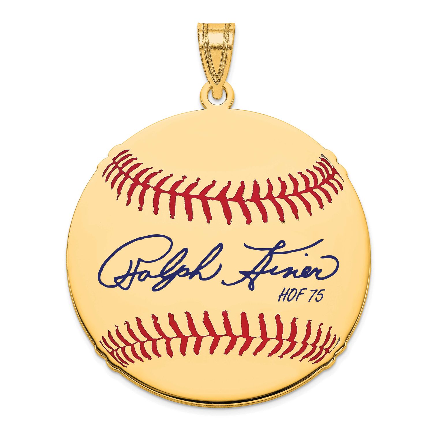 Ralph Kiner Hall of Fame Signature Large Epoxy Baseball Pendant 14k Gold 4YHF02RK75, UPC:
