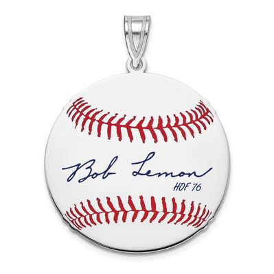 Bob Lemon Hall of Fame Signature Medium Epoxy Baseball Pendant Sterling Silver SSHF10BL76, UPC: