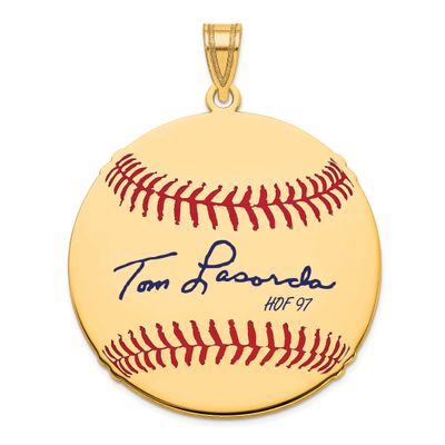 Tom Lasorda Hall of Fame Signature Large Epoxy Baseball Pendant 14k Gold 4YHF02TL97, UPC: