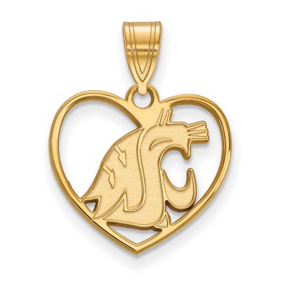 Washington State University Cougar Heart Pendant Gold-plated Sterling Silver GP015WAS, UPC: 8867749…