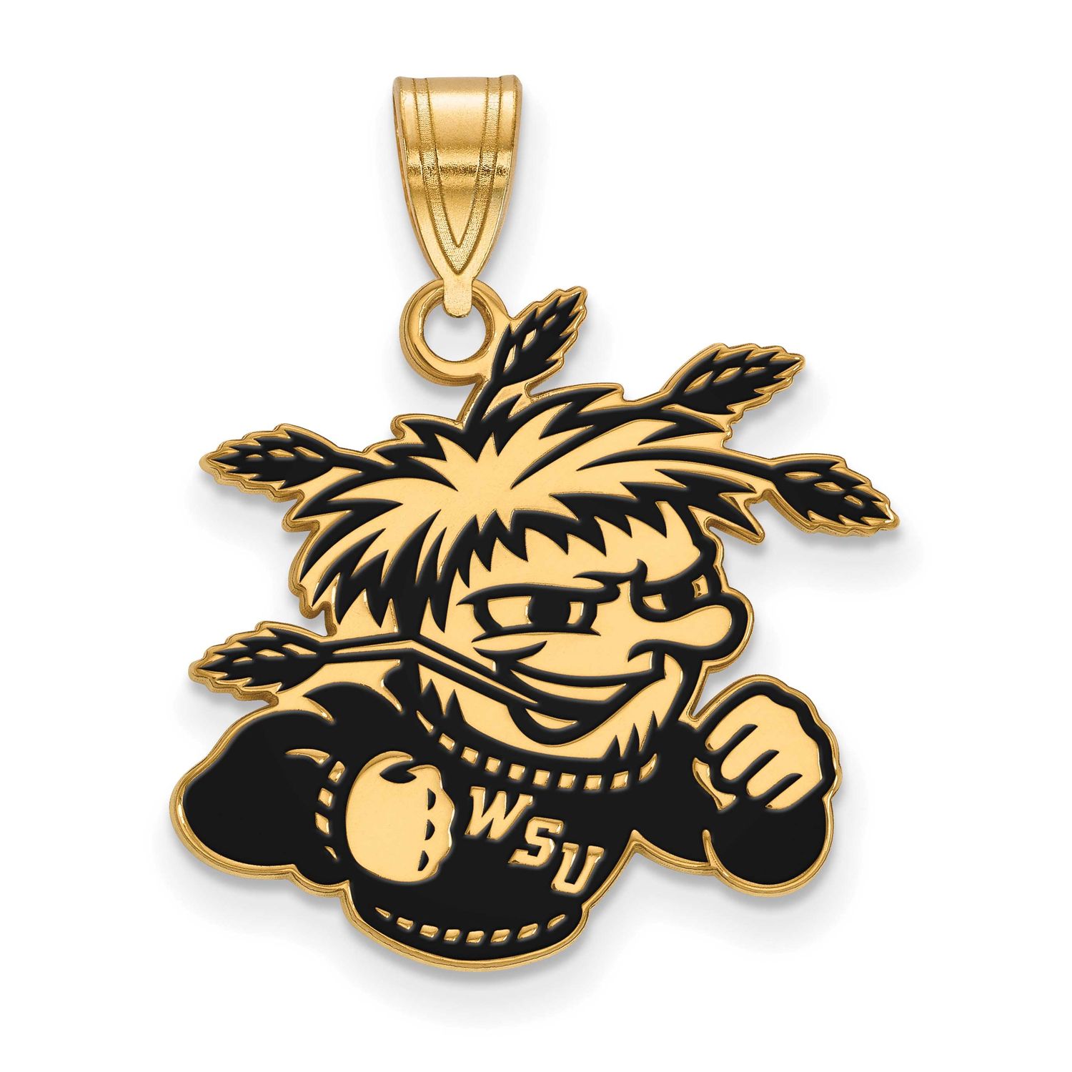 Wichita State University Wushock Large Enameled Pendant Gold-plated Sterling Silver GP024WST, UPC: …