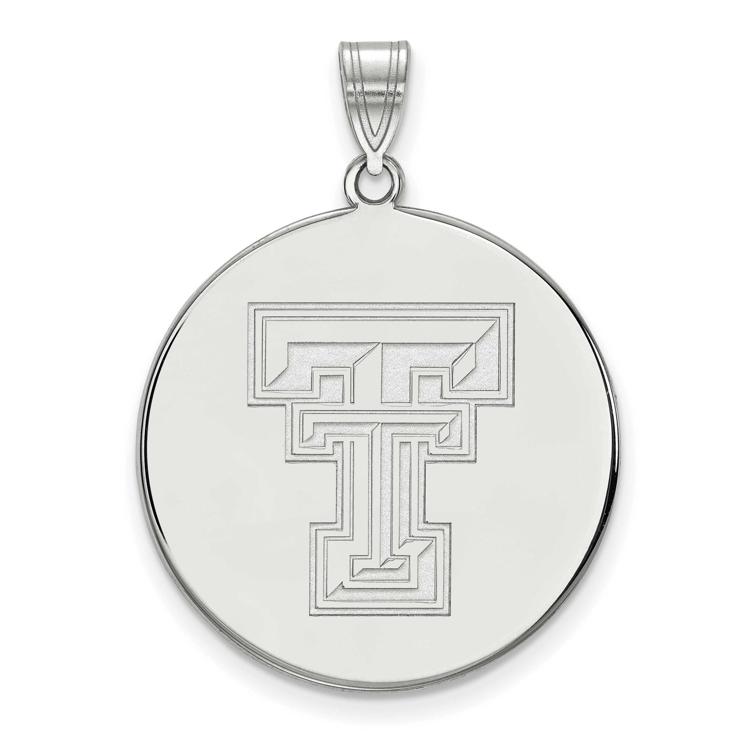 Texas Tech University T-T Extra Large Disc Pendant Sterling Silver Rhodium-plated SS075TXT, UPC: 88…
