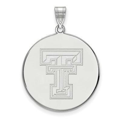 Texas Tech University T-T Extra Large Disc Pendant Sterling Silver Rhodium-plated SS075TXT, UPC: 88…
