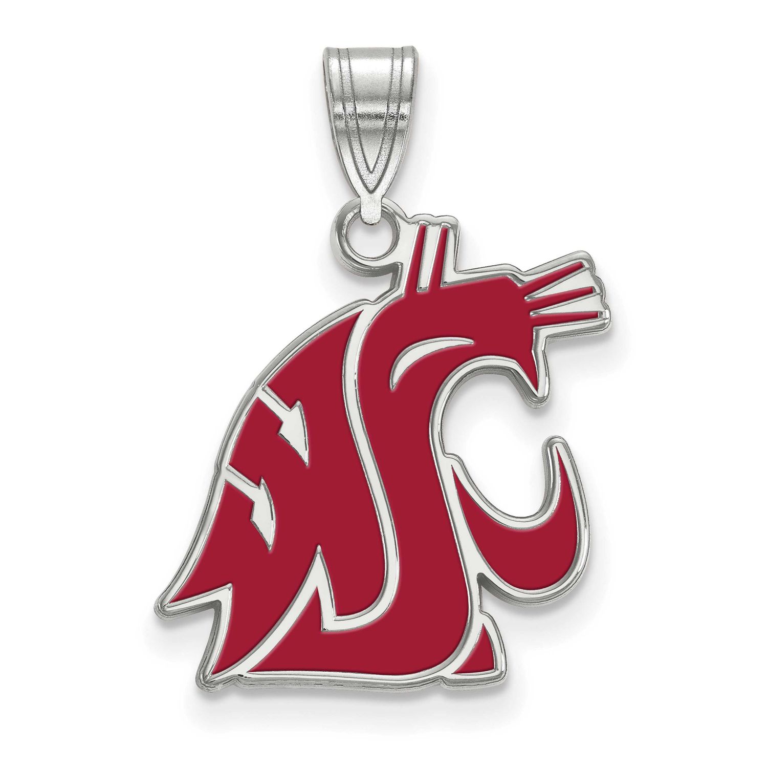 Washington State University Cougar Large Enameled Pendant Sterling Silver Rhodium-plated SS024WAS, …