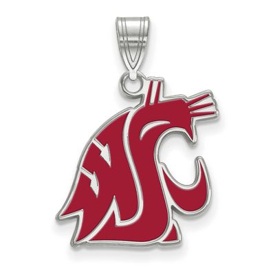 Washington State University Cougar Large Enameled Pendant Sterling Silver Rhodium-plated SS024WAS, …