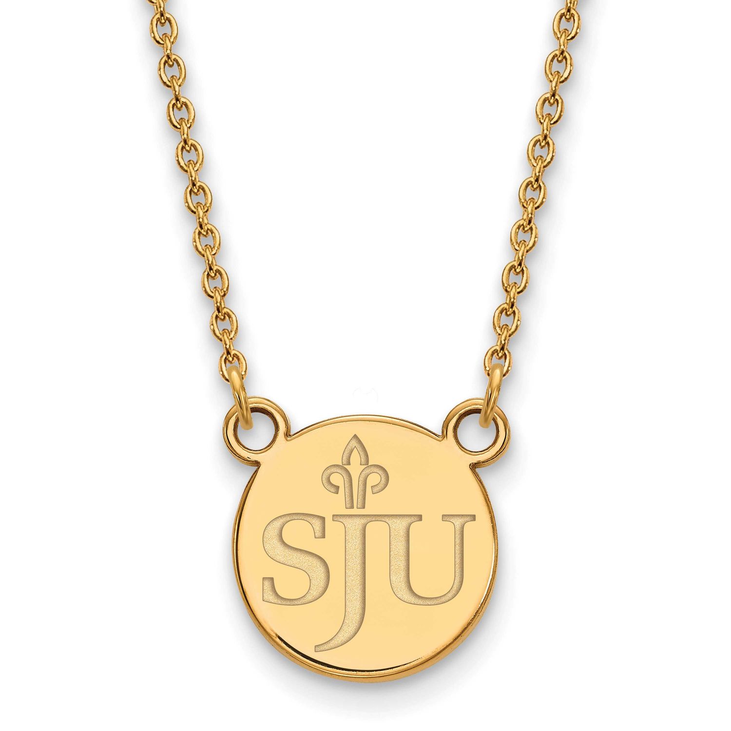 Saint Joseph&#39;S University S-J-U Small Pendant 18 Inch Necklace Gold-plated Sterling Silver GP010SJO…
