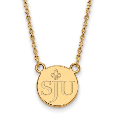 Saint Joseph&#39;S University S-J-U Small Pendant 18 Inch Necklace Gold-plated Sterling Silver GP010SJO…