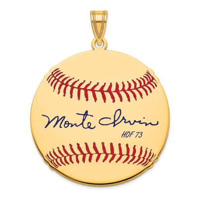 Monte Irvin Hall of Fame Signature Large Epoxy Baseball Pendant Gold-plated Sterling Silver GPHF02M…
