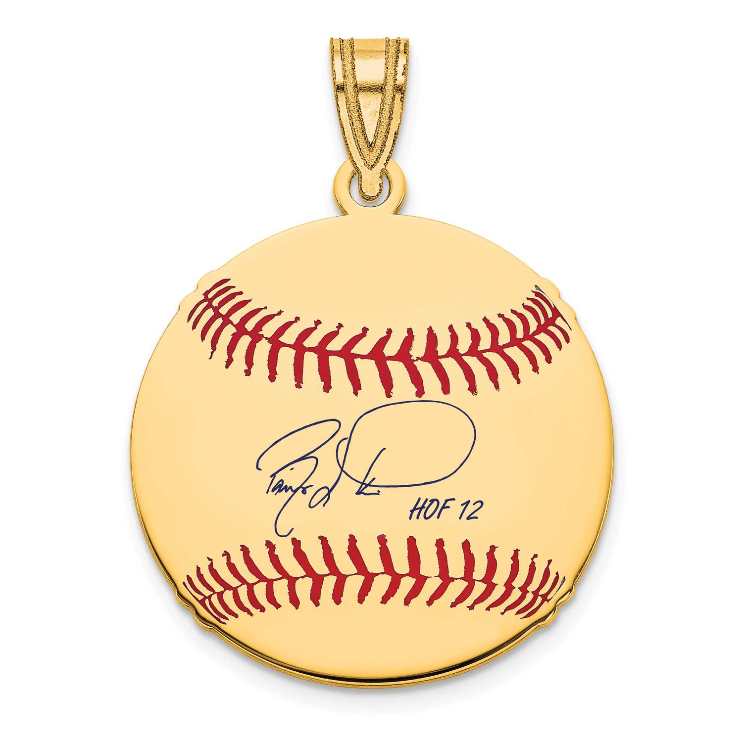 Barry Larkin Hall of Fame Signature Small Epoxy Baseball Pendant 14k Gold 4YHF11BL12, UPC: