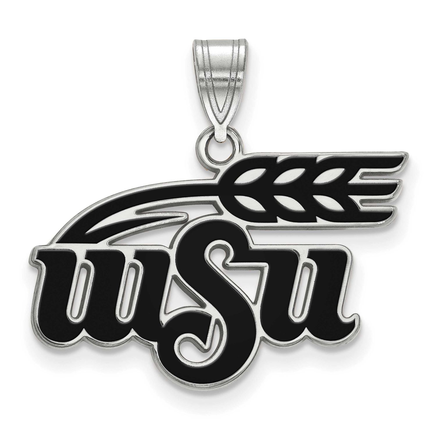 Wichita State University W-S-U Large Enameled Pendant Sterling Silver Rhodium-plated SS023WST, UPC:…