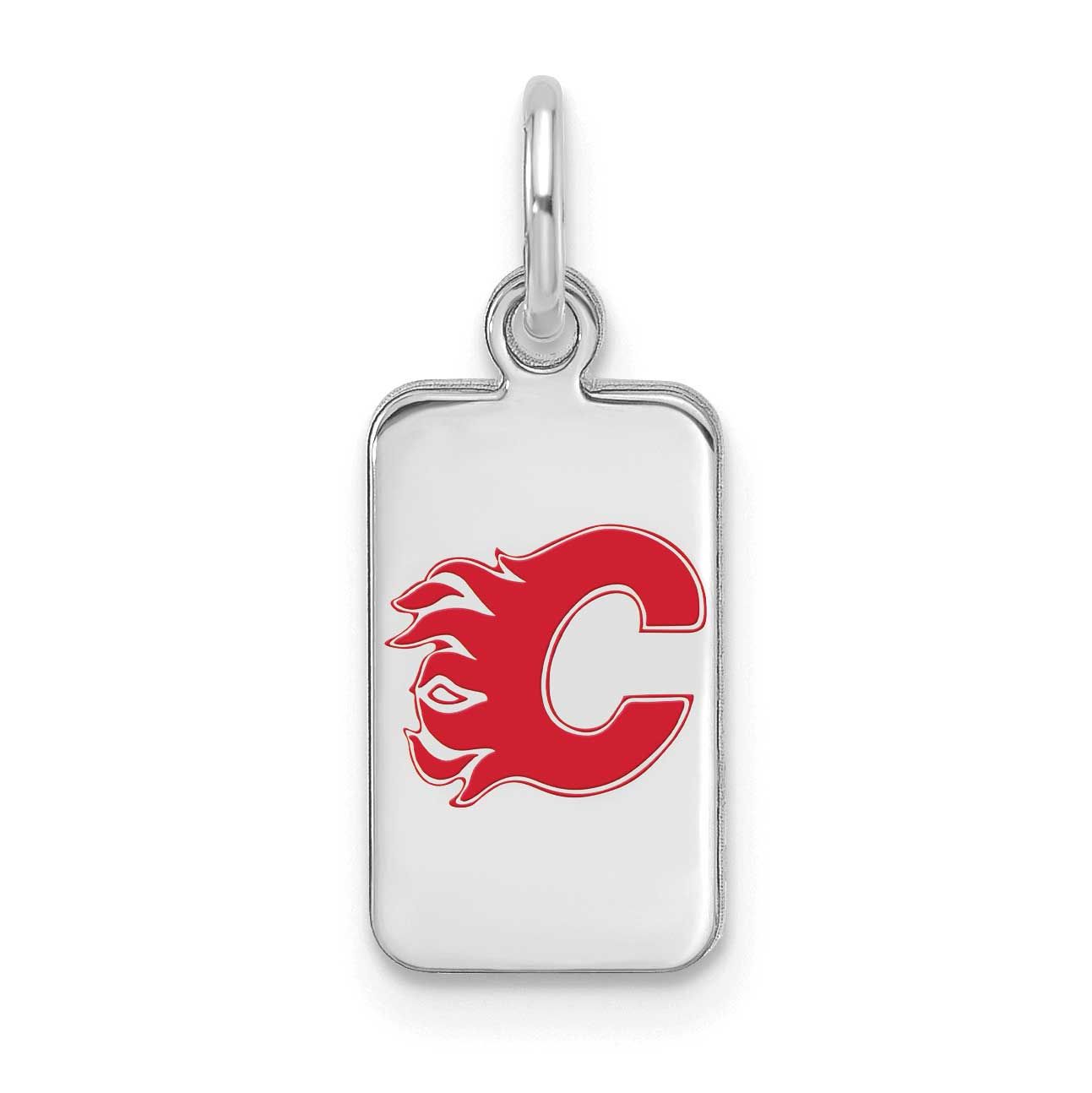 NHL Calgary Flames Enamel Tag Pendant Sterling Silver Rhodium-plated SS126FLA, UPC: 196904184691