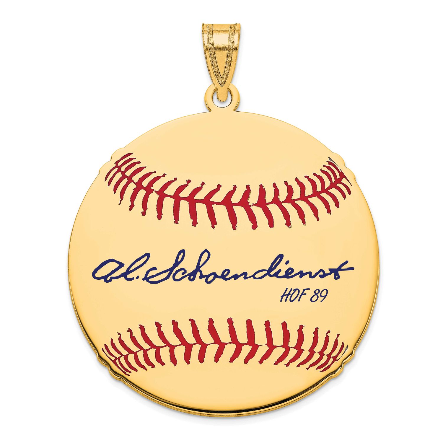 Red Schoendienst Hall of Fame Signature Large Epoxy Baseball Pendant 10k Gold 1YHF02RS89, UPC: