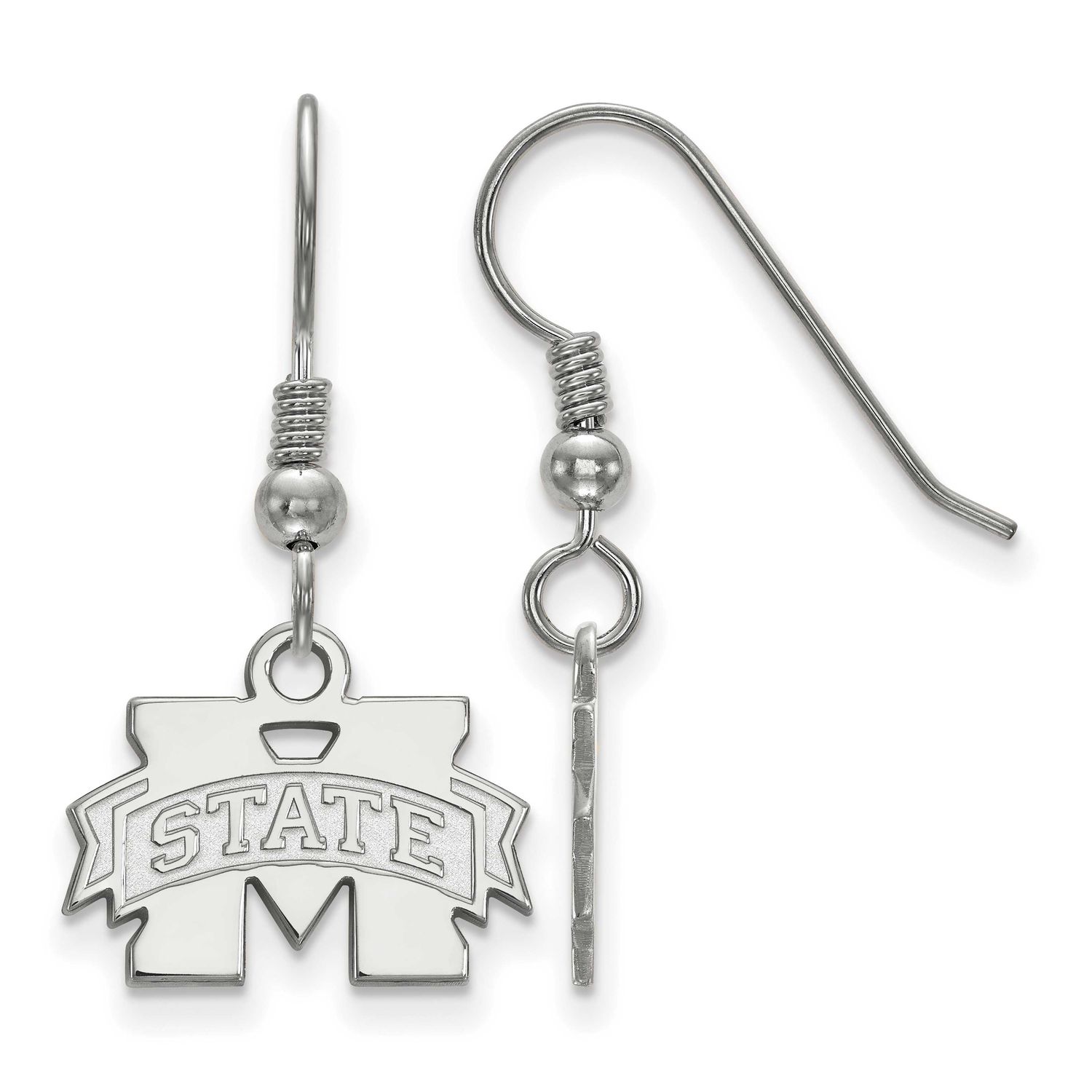 Mississippi State University Extra Small Dangle Earrings Sterling Silver Rhodium-plated SS006MSS, U…