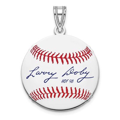 Larry Doby Hall of Fame Signature Small Epoxy Baseball Pendant Sterling Silver SSHF11LD98, UPC: