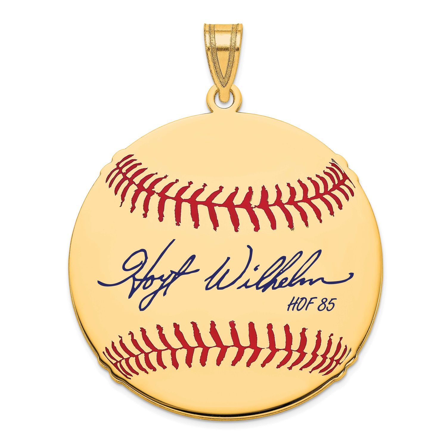 Hoyt Wilhelm Hall of Fame Signature Large Epoxy Baseball Pendant 14k Gold 4YHF02HW85, UPC: