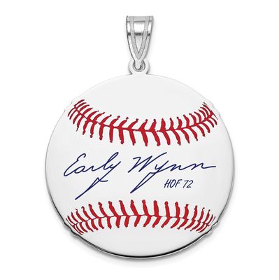 Early Wynn Hall of Fame Signature Medium Epoxy Baseball Pendant Sterling Silver SSHF10EW72, UPC: