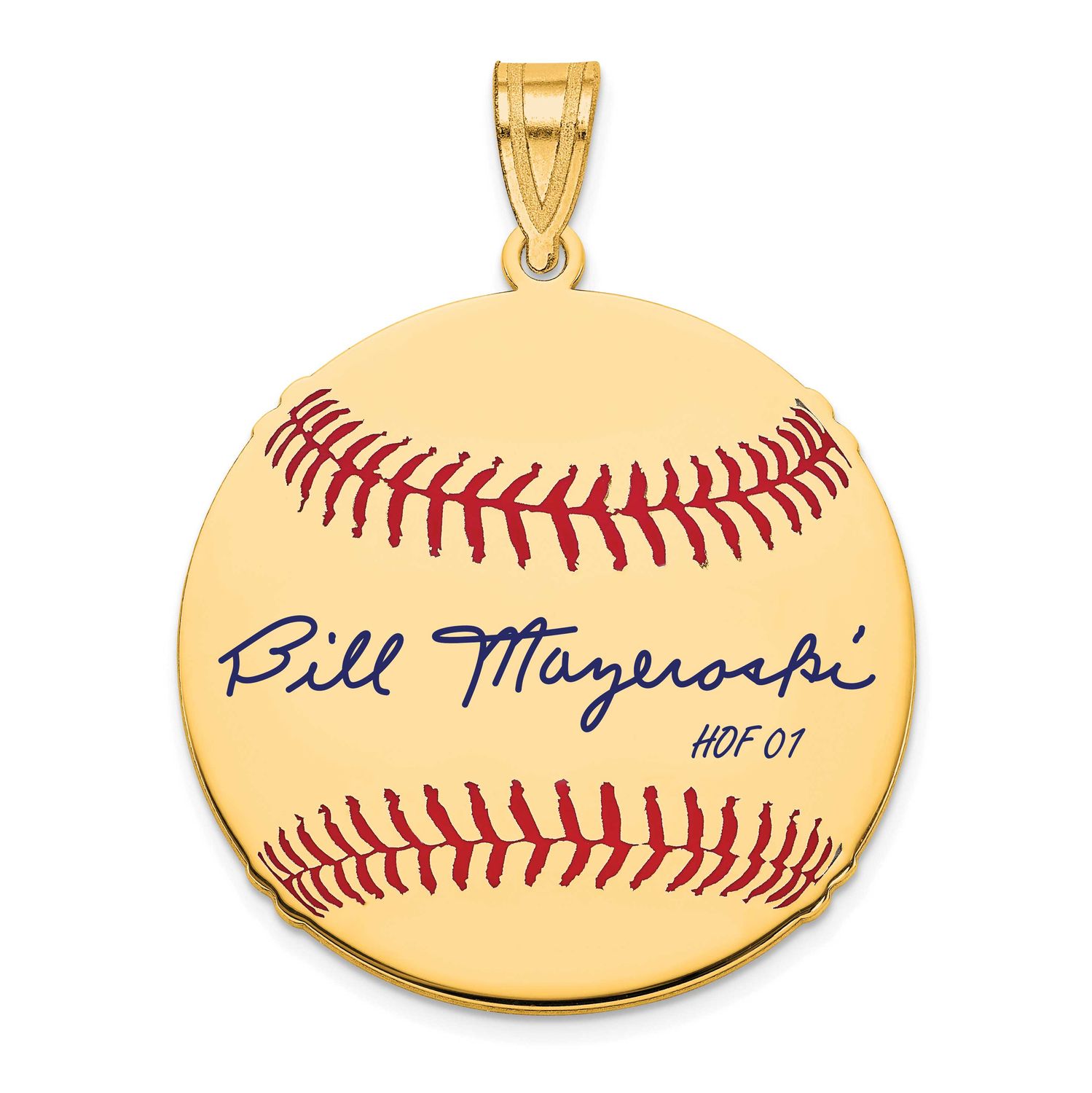 Bill Mazeroski Hall of Fame Signature Medium Epoxy Baseball Pendant 14k Gold 4YHF10BM01, UPC: