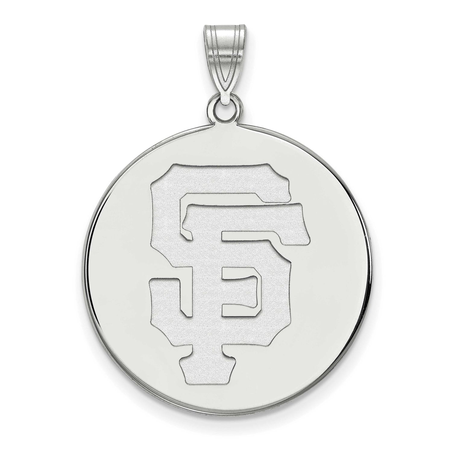 MLB San Francisco Giants Letters S-F Extra Large Disc Pendant Sterling Silver Rhodium-plated SS042G…