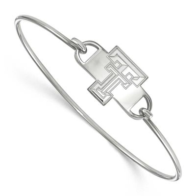Texas Tech University T-T Small Center 7 Inch Wire Bangle Sterling Silver Rhodium-plated SS022TXT-7…