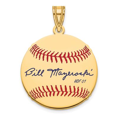 Bill Mazeroski Hall of Fame Signature Small Epoxy Baseball Pendant 10k Gold 1YHF11BM01, UPC: