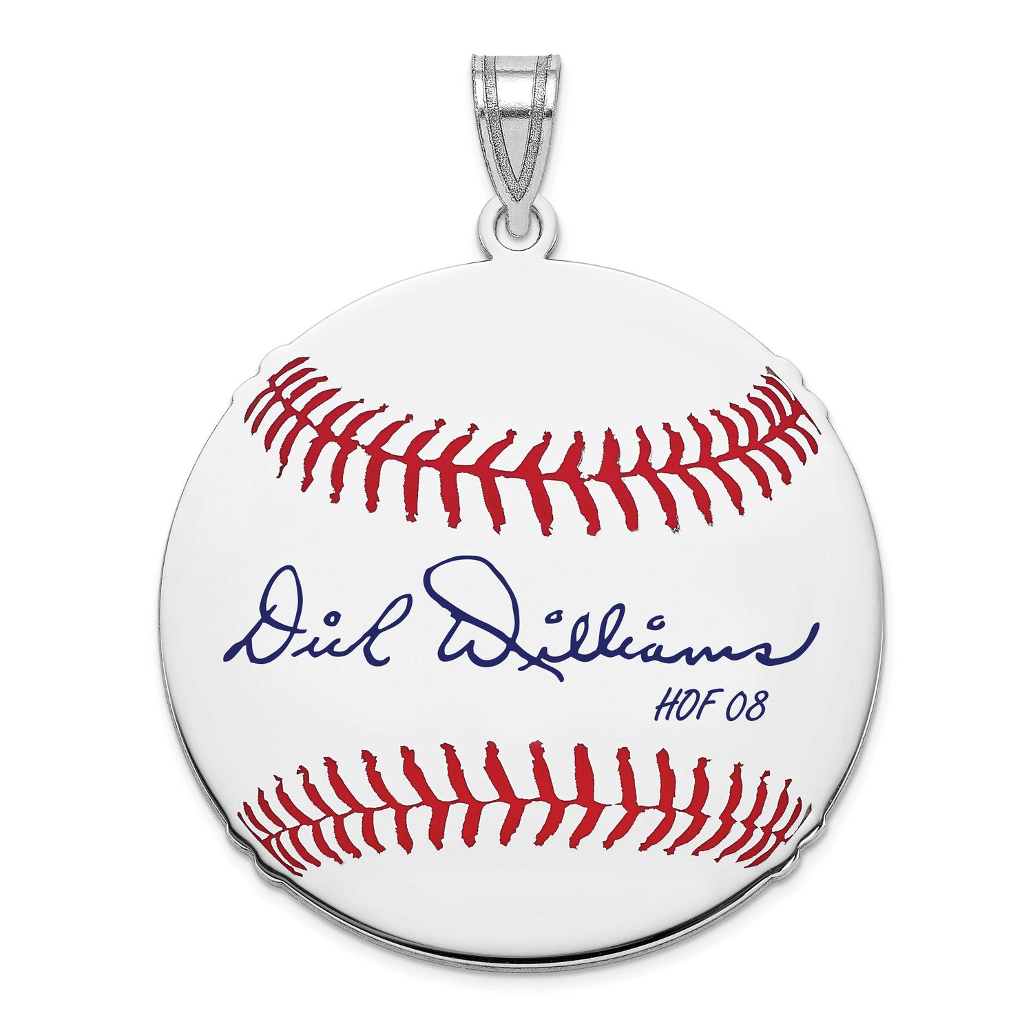 Dick Williams Hall of Fame Signature Large Epoxy Baseball Pendant Sterling Silver SSHF02DW08, UPC: