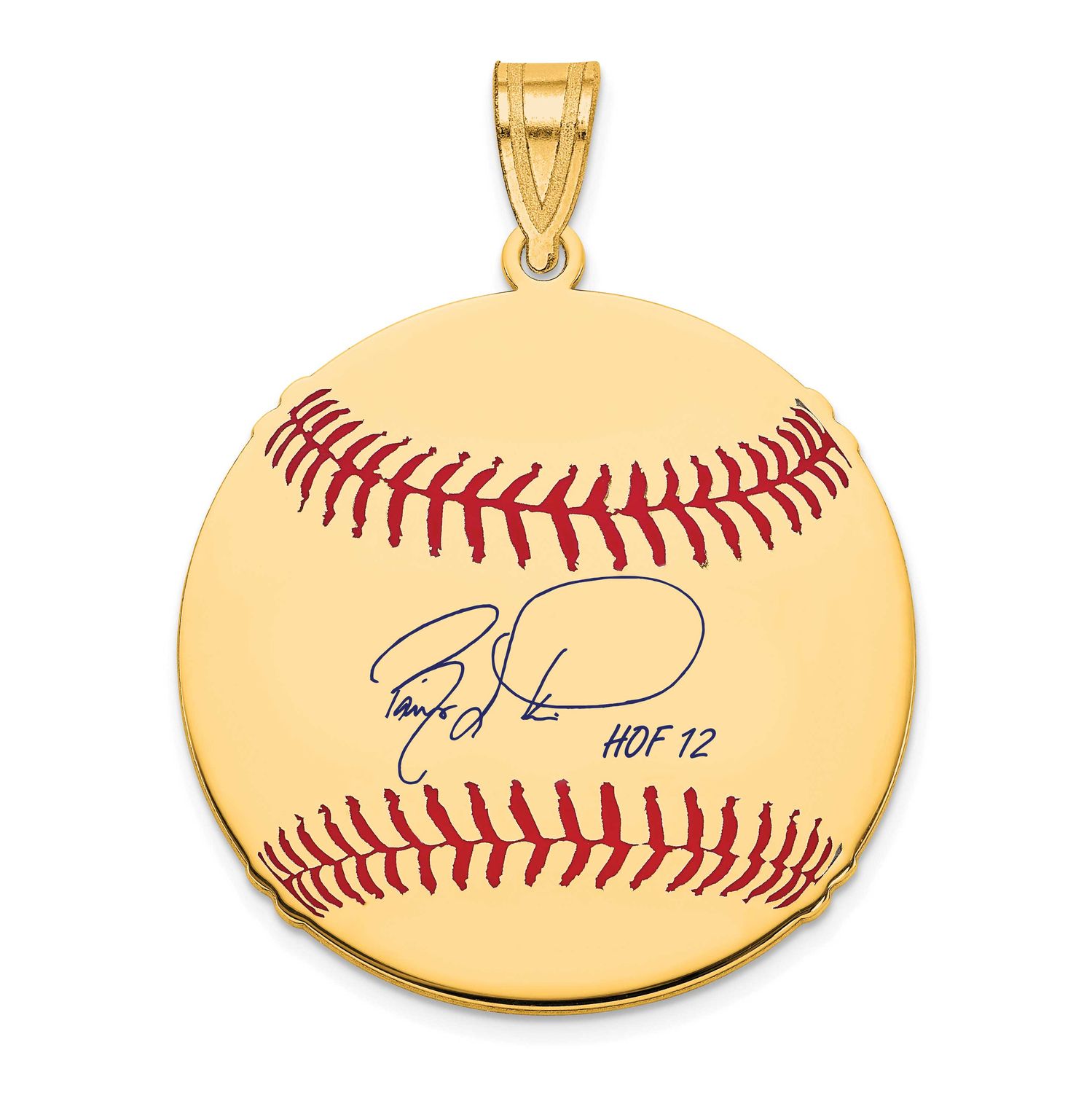 Barry Larkin Hall of Fame Signature Medium Epoxy Baseball Pendant 14k Gold 4YHF10BL12, UPC: