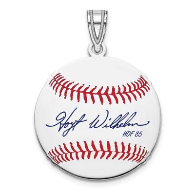 Hoyt Wilhelm Hall of Fame Signature Small Epoxy Baseball Pendant Sterling Silver SSHF11HW85, UPC: