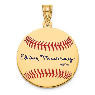 Eddie Murray Hall of Fame Signature Small Epoxy Baseball Pendant Gold-plated Sterling Silver GPHF11…