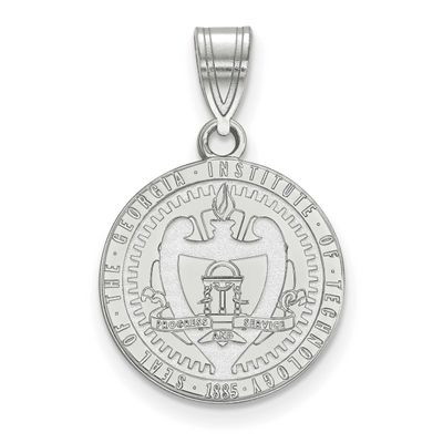 Georgia Institute of Technology Medium Crest Pendant 10k White Gold 1W055GT, UPC: 191101780882