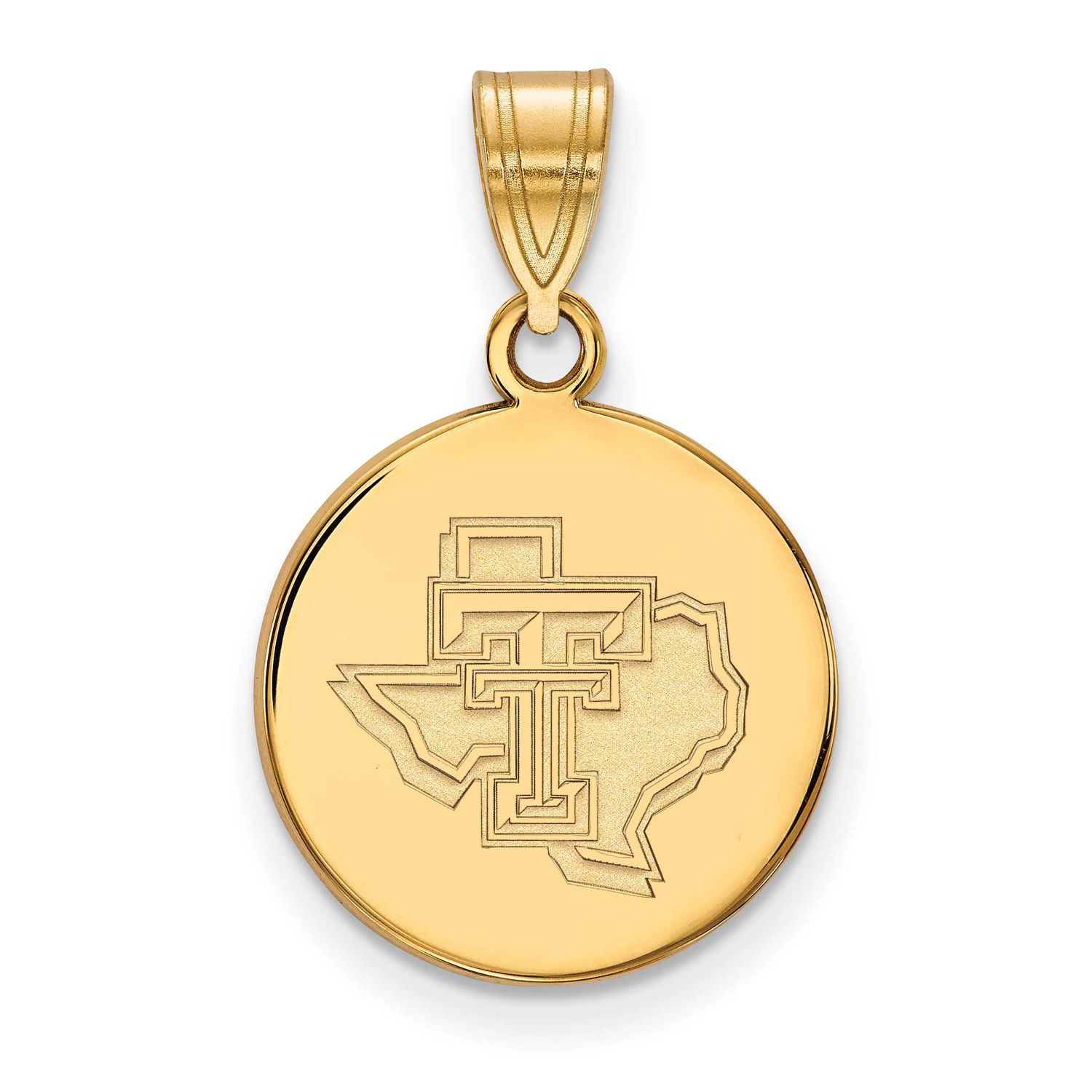 Texas Tech University State Outline Medium Disc Pendant 14k Gold 4Y076TXT, UPC: 886774888347