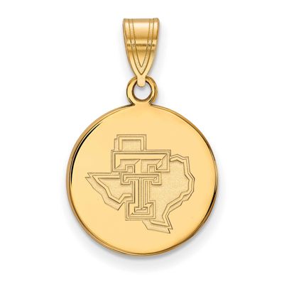 Texas Tech University State Outline Medium Disc Pendant 14k Gold 4Y076TXT, UPC: 886774888347