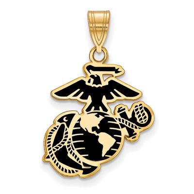 Large U.S. Marine Corps Epoxied Pendant Gold-plated Sterling Silver GP020USMC, UPC: 191101484216