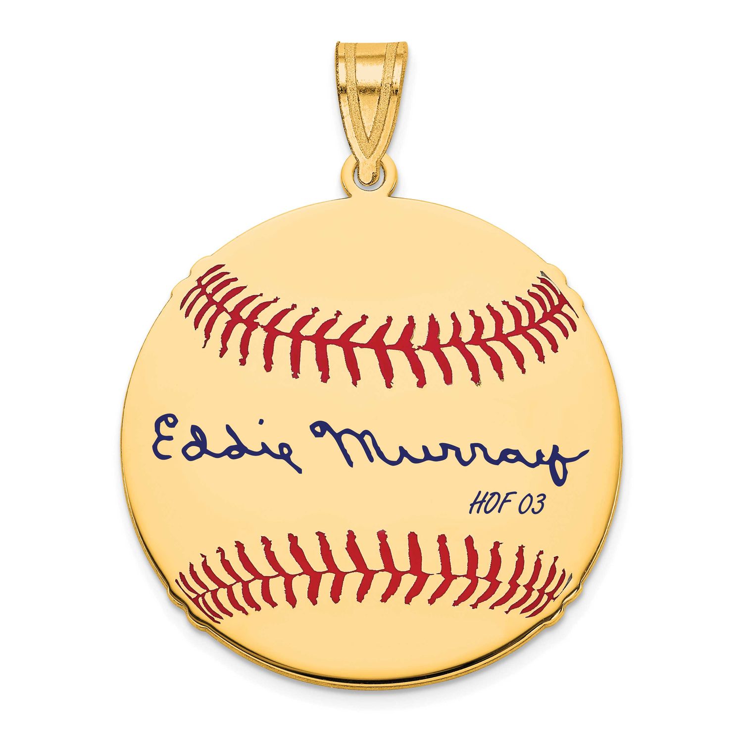 Eddie Murray Hall of Fame Signature Medium Epoxy Baseball Pendant 10k Gold 1YHF10EM03, UPC: