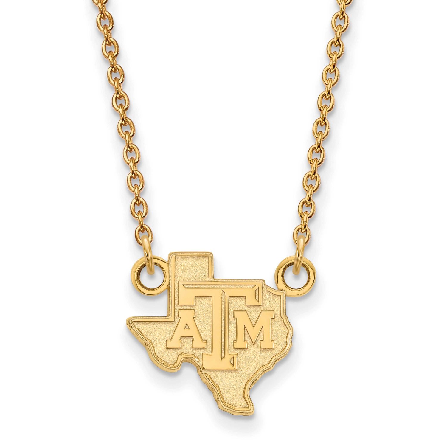 Texas A And M University State Outline Small Pendant 18 Inch Necklace Gold-plated Sterling Silver G…