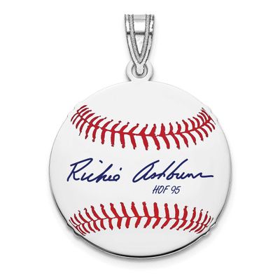 Richie Ashburn Hall of Fame Signature Small Epoxy Baseball Pendant Sterling Silver SSHF11RA95, UPC:
