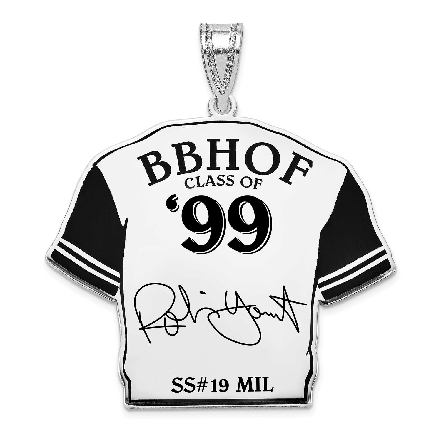 Robin Yount Hall of Fame Signature Epoxy Jersey Pendant Sterling Silver SSHF01RY99, UPC: